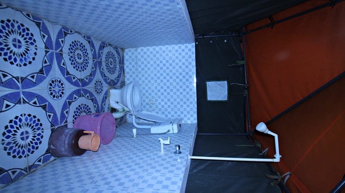 An attached washroom in Rishikesh camps